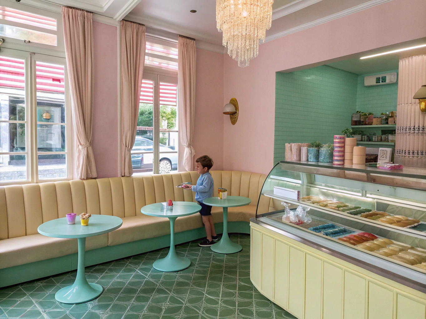 SCOOP ice cream shop interior with colorful decor and fresh scoops